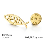 Teamer Jesus Fish Pin Brooch Stainless Steel For Women Man Christian Symbols Vintage Trendy Amulet Jewelry Vintage Accessory 6