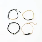 4Pcs/Set Fashion Black Glass Stone Bracelets For Women Boho Handmade Jewelry Accessories 6
