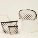 Nylon Mesh Cosmetic Bag Zipper Heart Shaped Toiletry Organizer Makeup Bags Multifunctional Women Lipstick Key Coin Purse Pouch 3