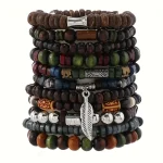 10pcs Vintage Bohemia Men's Bracelets - Fashion Stylish Leaves Wristwear Accessory for Durable Fashion Jewelry Gifts 2