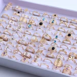 20Pcs/Lot Vintage Bohemia Geometry Flowers Leaf Rings For Charm Women Mix Style Color Fashion Jewelry Gift Accessories Wholesale 4