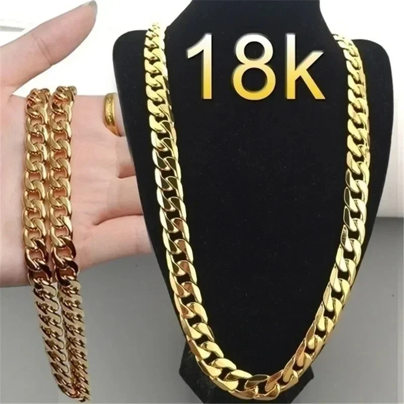Special offer 18K gold Necklaces 925 Stamp Silver color Classic 8MM sideways chain for Men woman fine Jewelrys Wedding party Special offer 18K gold Necklaces 925 Stamp Silver color Classic 8MM sideways chain for Men woman fine Jewelrys Wedding party