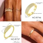 Dainty Minimalist Stacking Ring For Women Trend Cubic Zircon Gold Color Crystal Finger Accessories for Female Jewelry Gift R737 6