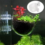 Acrylic Aquatic Plant Cup Aquarium Fish Tank Glass Plant Pot with suction holder Feeding Container Stand for Aquarium Lanscape 3