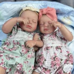 1Pcs 50CM Finished Reborn Baby Dolls LouLou Twins Girl Lifelike Silicone Vinyl Newborn 3D Skin Visible Veins DIY Toys For Girls 4