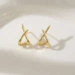 LATS Trendy Gold Color Cross Stud Earrings for Women Dainty Simple Minimalist Earring Fashion Jewelry Party Gifts Wholesale 4