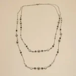 Bohemian Double-layer Flower Necklace Long Beaded Sweater Chain Y2K Style Stackable Geometric Necklace 4