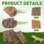 4Pcs Natural Cork Bark Flat Reptile Terrarium Background Decoration For Water Tank Pet Reptile Bark Climbing Tree Bark Decor 4