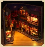 Diy Book Nook Doll House Miniature Wooden Bookshelf Shelf Insert Miniatures Home Model Kit Dollhouse Birthday Toy Gifts 3