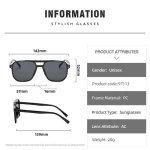 Fashionable Large Frame Retro Sunglasses, New Ocean Film Double Bridge Rice Nail Design, Anti-UV Sun Protection Eyewear 2
