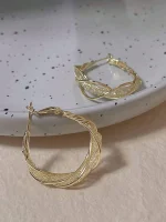 Gorgeous Intertwined Gold Color Hoop Earrings With Intricate Mesh Stylish Style Earrings For Women Party Gift Jewelry 3
