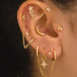 Aide 925 Sterling Silver 1pc Geometry Multi Piercing Stud Earrings For Women K Gold Simple Elegant Tassel Jewelry Gift Pendiente 2