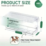 Indestructible Large Window Bird Feeder with Removable Seed & Water Tray, for Wild Birds with 4 Super Strong Adhesive Hooks + 4 3