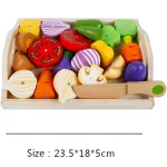 Simulation Kitchen Pretend Toy Wooden Classic Game Montessori Educational Toy For Children Kids Gift Cutting Fruit Vegetable Set 4