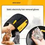 Upgrade Edition Large Pet Static Hair Removal Gloves - Black Polypropylene Cat Grooming Gloves with Yellow Accents 2