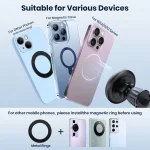 TOPK for Magsafe Car Phone Holder,Powerful Magnetism Premium Quality Single-Hand Operation Metal Hook Magnetic Car Phone Mount 3