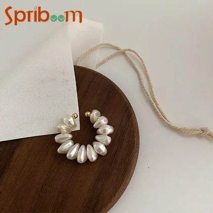 Irregular Pearl Ear Clip Fake Piercing Ear Cuff Artificial Pearls Ear Clips On Earrings Women French Retro Elegant Jewelry Gifts