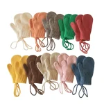 Winter Baby Wool Gloves Halter Knitted Kids Mittens for Girls Boys Accessories Candy Color Children Gloves Baby Gift 1-4Y 3