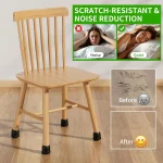 8pcs Round Table Chair Leg Floor Protector Foot Cover Black Anti- Slip Silicone Furniture Feet No Scratches for Hardwood Floors 5
