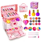 Makeup Toy for Girls Princess Suitcase Box Playing Non-toxic Nail Polish Lipstick Beauty Fashion Children 3 Years Birthday Gifts