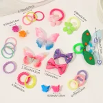 555pcs Girls Hair Accessories Set Colorful Butterfly Fashion Hair Clips Ties Elastic Bands for Daily Ponytail Fixation 5