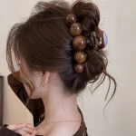 1pc Fashion Pearl Large Simple Elegant Acrylic Hair Claw Hairpin, Suitable For Party, Commute, Outfit Matching, Hair Accessories