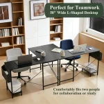 50 Inch L Shaped Reversible Corner Desk with CPU Stand & Storage Bag, Sturdy Metal Frame for Home Office Gaming 5