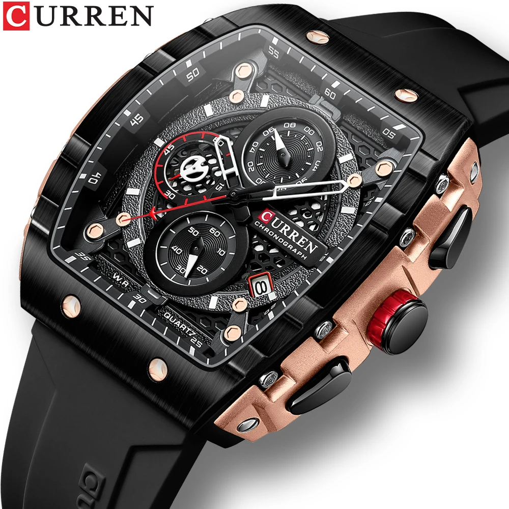 CURREN Top Brand Men's Watches Luxury Square Quartz Wristwatch Waterproof Luminous Chronograph Watch for Men Date Clock CURREN Top Brand Men's Watches Luxury Square Quartz Wristwatch Waterproof Luminous Chronograph Watch for Men Date Clock