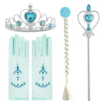 Children Princess Party Accessories Girl Cosplay Costume Kit Kids Crown Wand Gloves Earrings Ring Necklace Multi Color Supply 2