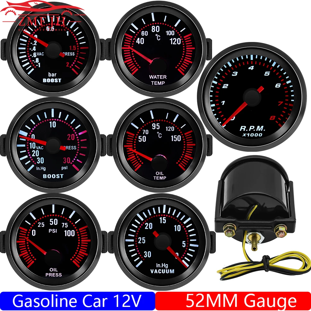 Universal Gasoline Car 2" 52MM Tachometer/Water Temperature/Oil Temp Meter/Boost Meter PSI Bar/Oil Pressure Gauge Voltmeter 12V Universal Gasoline Car 2" 52MM Tachometer/Water Temperature/Oil Temp Meter/Boost Meter PSI Bar/Oil Pressure Gauge Voltmeter 12V
