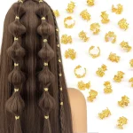 40Pcs Vine Leaf Shaped Alloy Hair Braid Ring Vintage Hair Pin For Dreadlock Women Girls summer Hair Accessories Loc Hair Jewelry