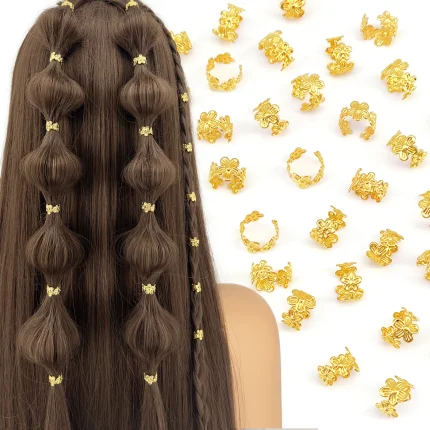 40Pcs Vine Leaf Shaped Alloy Hair Braid Ring Vintage Hair Pin For Dreadlock Women Girls summer Hair Accessories Loc Hair Jewelry