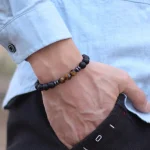 Fashion Mens Bracelet Black Onyx Stone Braclet Irregular Natural Tiger Eyes Sodalite Beaded Braslet Pulsera Hombre Accessories 3