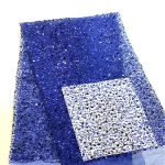 French Style Sequin Mesh Lace Fabric Pearl Bead Heavy Craft Tulle Soft Net For Sewing Women Luxury Dress Robe Trailing Trimming 4