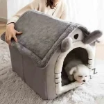 Indoor Warm Dog House Soft Pet Bed Tent House Dog Kennel Cat Bed Removable and Washable Cushion Suitable Four Season Universal 3