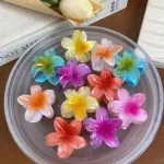 12 Piece Random Mixed Color Egg Flower Hair Clip, Gradient Flower Shaped Design, Elegant And Cute Headwear Set 5