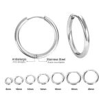 1 Pair Stainless Steel Hoop Earrings Women Men Gold Color Small Earrings Girl Jewelry Pendientes Mujer Aretes Cartilage Piercing 6