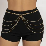 IngeSight.Z Punk Multi-layer Tassel Hip High Waist Chain For Women Gold Color Metal Chain Waistband Party Dress Belts Accessorie
