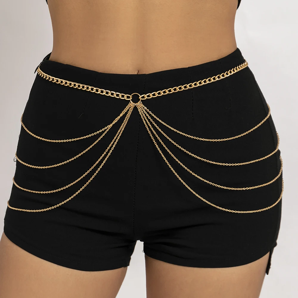 IngeSight.Z Punk Multi-layer Tassel Hip High Waist Chain For Women Gold Color Metal Chain Waistband Party Dress Belts Accessorie IngeSight.Z Punk Multi-layer Tassel Hip High Waist Chain For Women Gold Color Metal Chain Waistband Party Dress Belts Accessorie