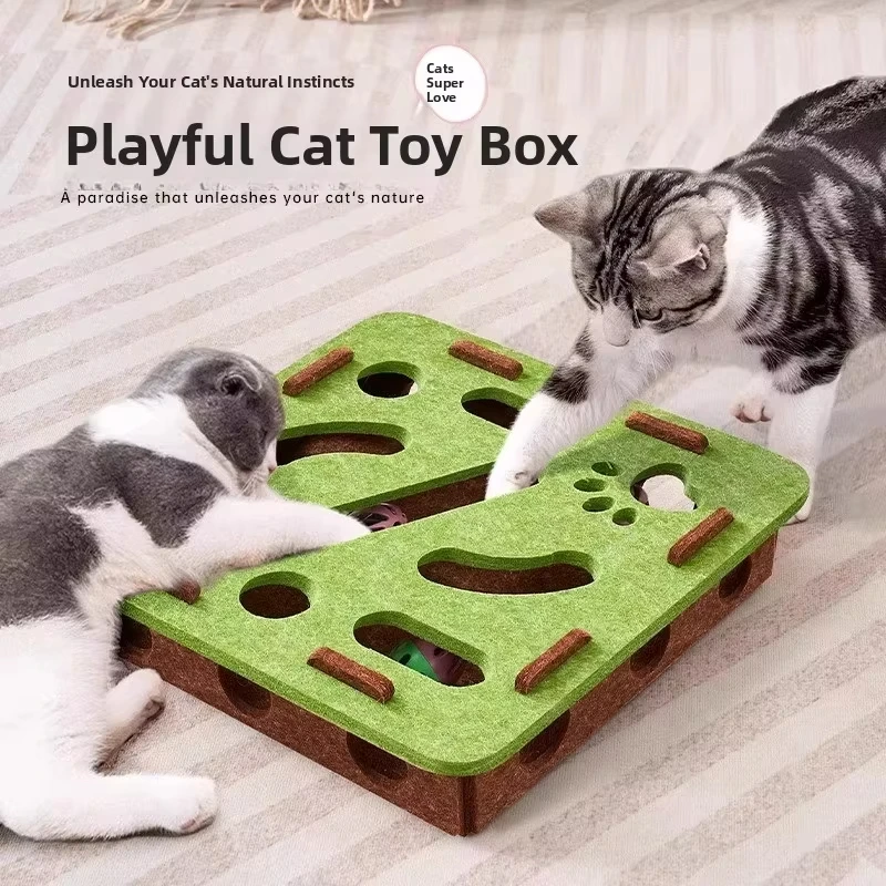 Cat Puzzle Toy Felt Puzzle Box Cat Exercise Toy With Ball Indoor Sports Entertainment Hunting Cat Toys For Indoor Cats Cat Puzzle Toy Felt Puzzle Box Cat Exercise Toy With Ball Indoor Sports Entertainment Hunting Cat Toys For Indoor Cats