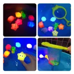 Glowable Animal Washing Water Set Floating Water Light Net Fishing Fish Playing Water Toys Children's Baby Bath Toys Floating 3