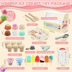 Ice Cream Counter Playset For Kids Montessori Pretend Play Food Toys Kitchen Accessories With Coin Role Play For Kids Girls Boys 6
