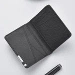 Black Faux Leather Slim Business-Style Wallet with Multiple Card Slots Credit Card & Driver's License Holder Geometric Design 5