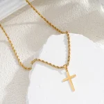 New Stainless Steel Cross Pendant Necklace for Men Women Minimalist Gold Color Jewelry Male Female Necklaces Chokers Gifts 2024 3