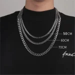 Width 5/7/9MM Hiphop Cuban Link Stainless Steel Chains Necklace for Men Basic Simple Rapper's Choker Fashion Jewelry Accessories 3