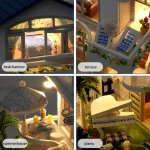 NEW DIY Wooden Mini Seaside Villa Miniature Building Kits Doll Houses With Furniture Casa Dollhouses for Friends Birthday Gifts 2