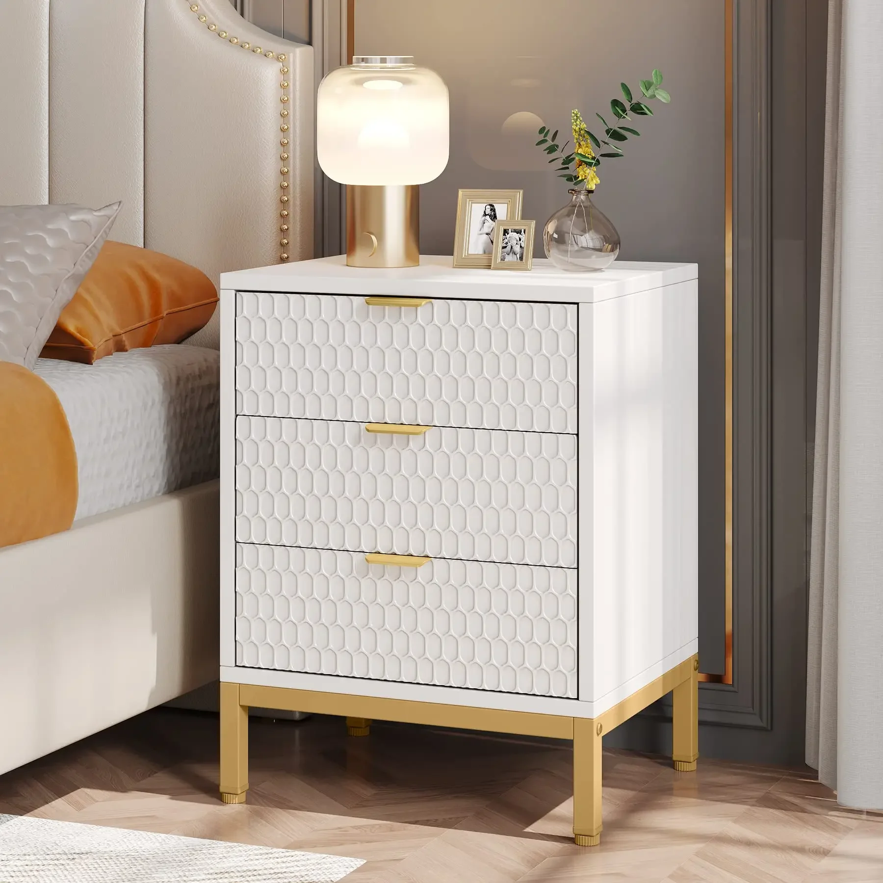 Tribesigns Modern Nightstand, 25.8" Tall Bedside Table with 3 Drawers, Contemporary End Side Table with Storage for Bedroom Tribesigns Modern Nightstand, 25.8" Tall Bedside Table with 3 Drawers, Contemporary End Side Table with Storage for Bedroom