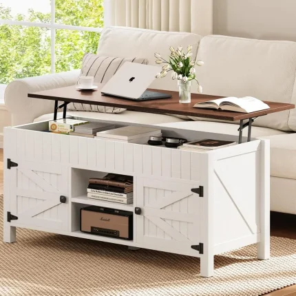 Lift Top Coffee Table with Storage - White Coffee Tables for Living Room