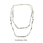 Bohemian Double-layer Flower Necklace Long Beaded Sweater Chain Y2K Style Stackable Geometric Necklace 6