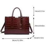 Luxury Vintage Women's Crocodile Pattern Handbag Large Capacity Tote Bag Leather Business Shoulder Bag For Female 2